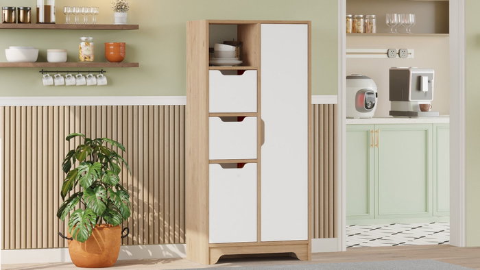 Hanah Home Armario Multiusos LIB1-SW Roble y Blanco